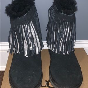 UGG suede black and silver fringe Winter boots